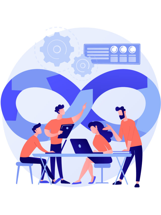 DevOps team abstract concept vector illustration. Software development team member, agile workflow, DevOps team model, IT teamwork, project management, integrated practice abstract metaphor.